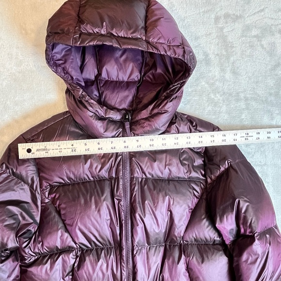 Eddie Bauer Luna Peak Down Puffer Parka Jacket Coat w/ Hood Eggplant Plum sz M - Picture 11 of 16